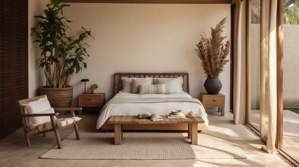 Bedroom colours – relaxing bedroom with warm neutral walls