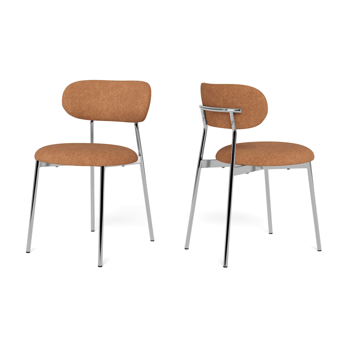 Lot de deux chaises Dotto sur pieds chromés, style rétro-moderne – photo principale du produit