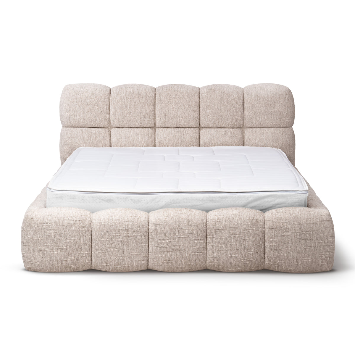 Mevy Upholstered Ottoman Bed with Storage, Minimalist Style – front view