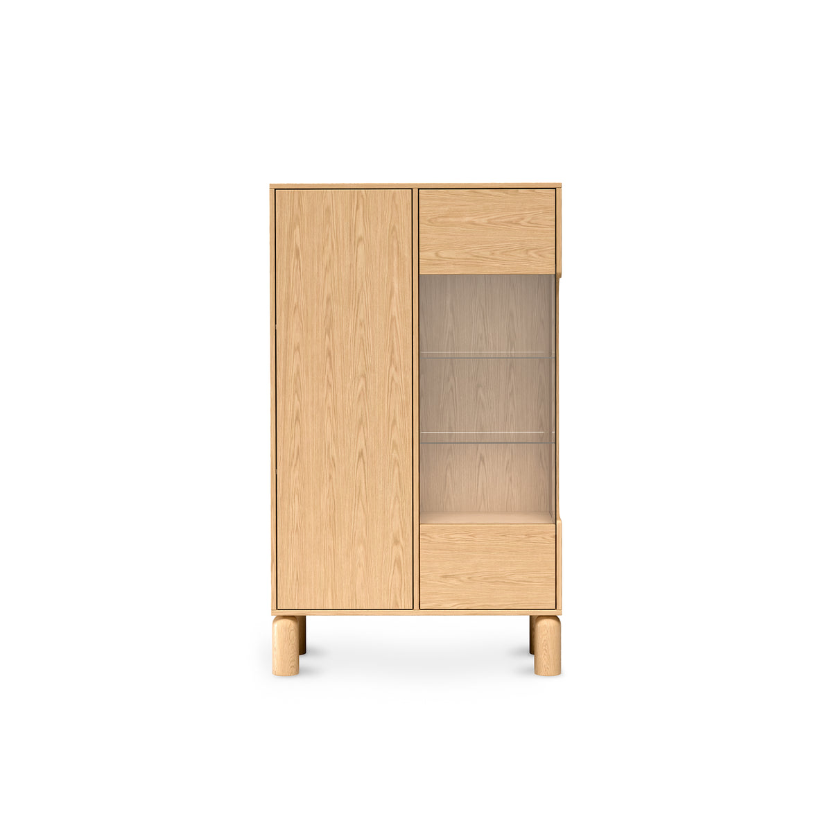 Fjord Display Cabinet 89x146 with Glass Front, Scandinavian Style