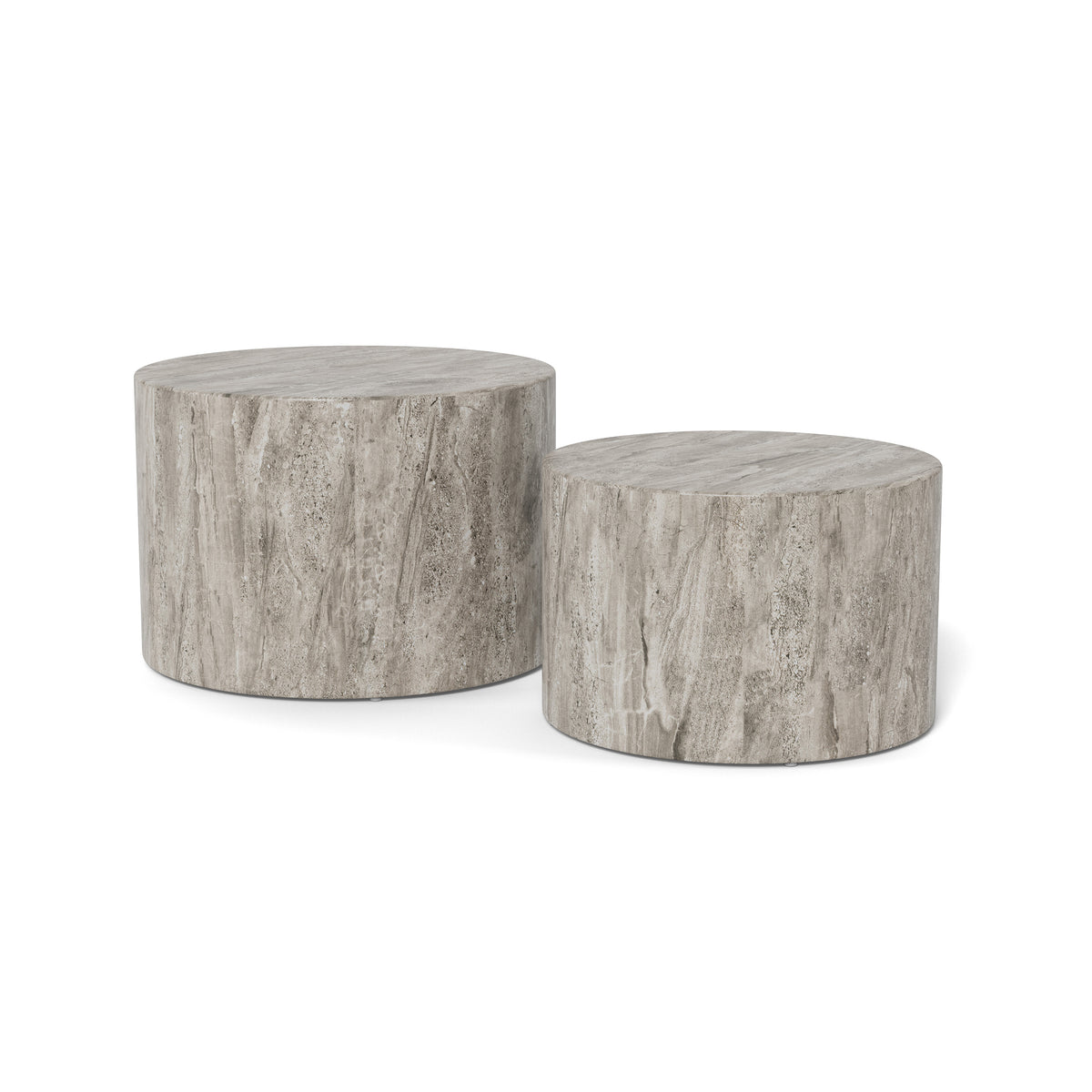 Cilindro Set of 2 Round Coffee Tables, Modern Style – angled view