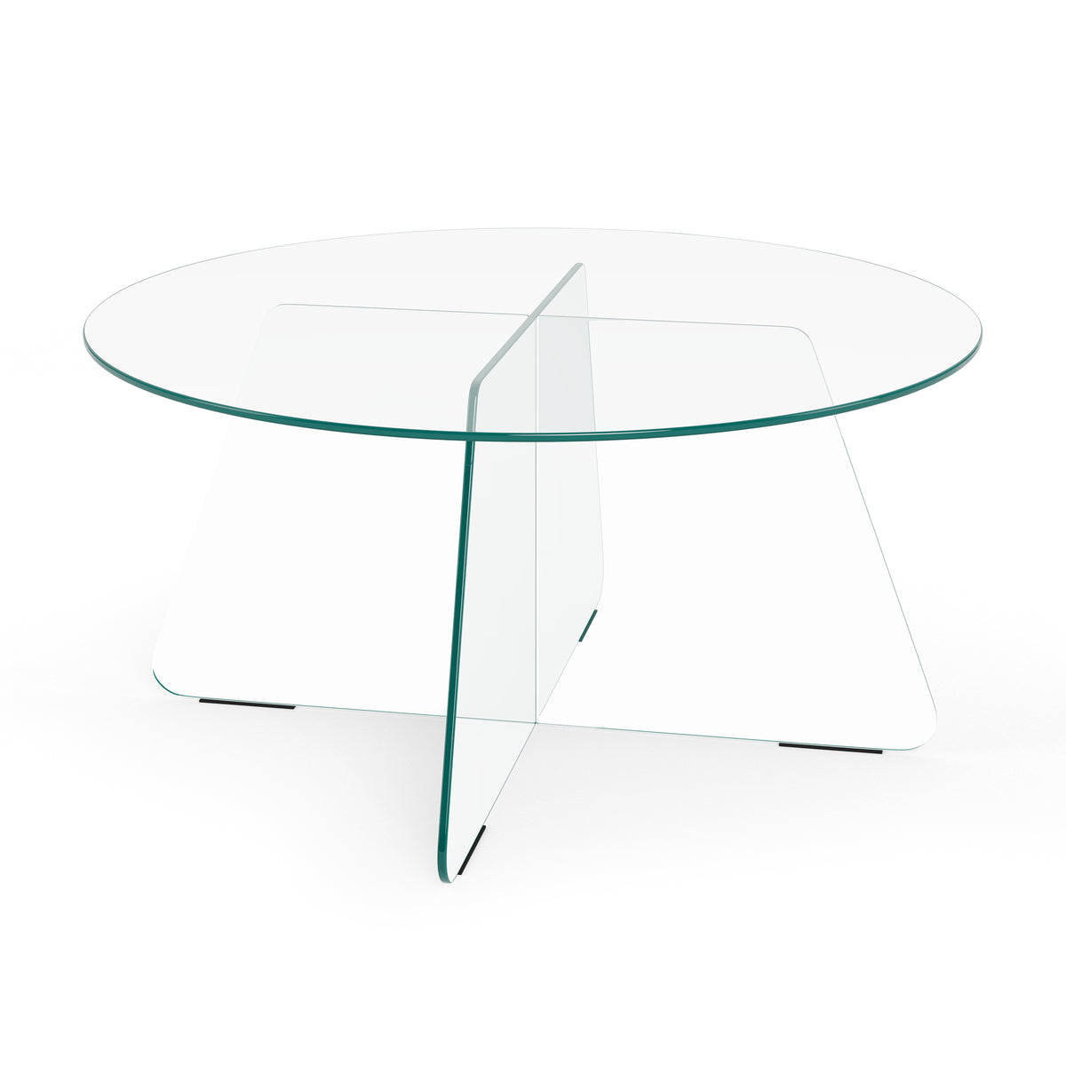 Aria Glass Round Coffee Table for the Living Room Ø80 cm, Modern Style – Crystal Clear