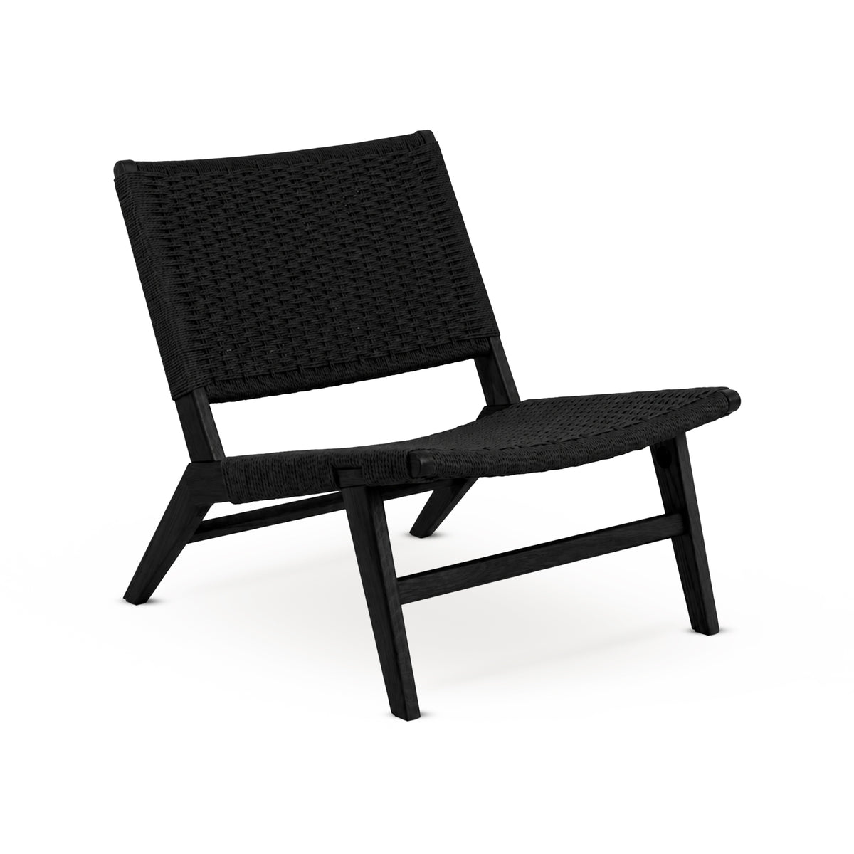 Eren Lounge Chair with Paper Plait Weave, Scandinavian Style – Black
