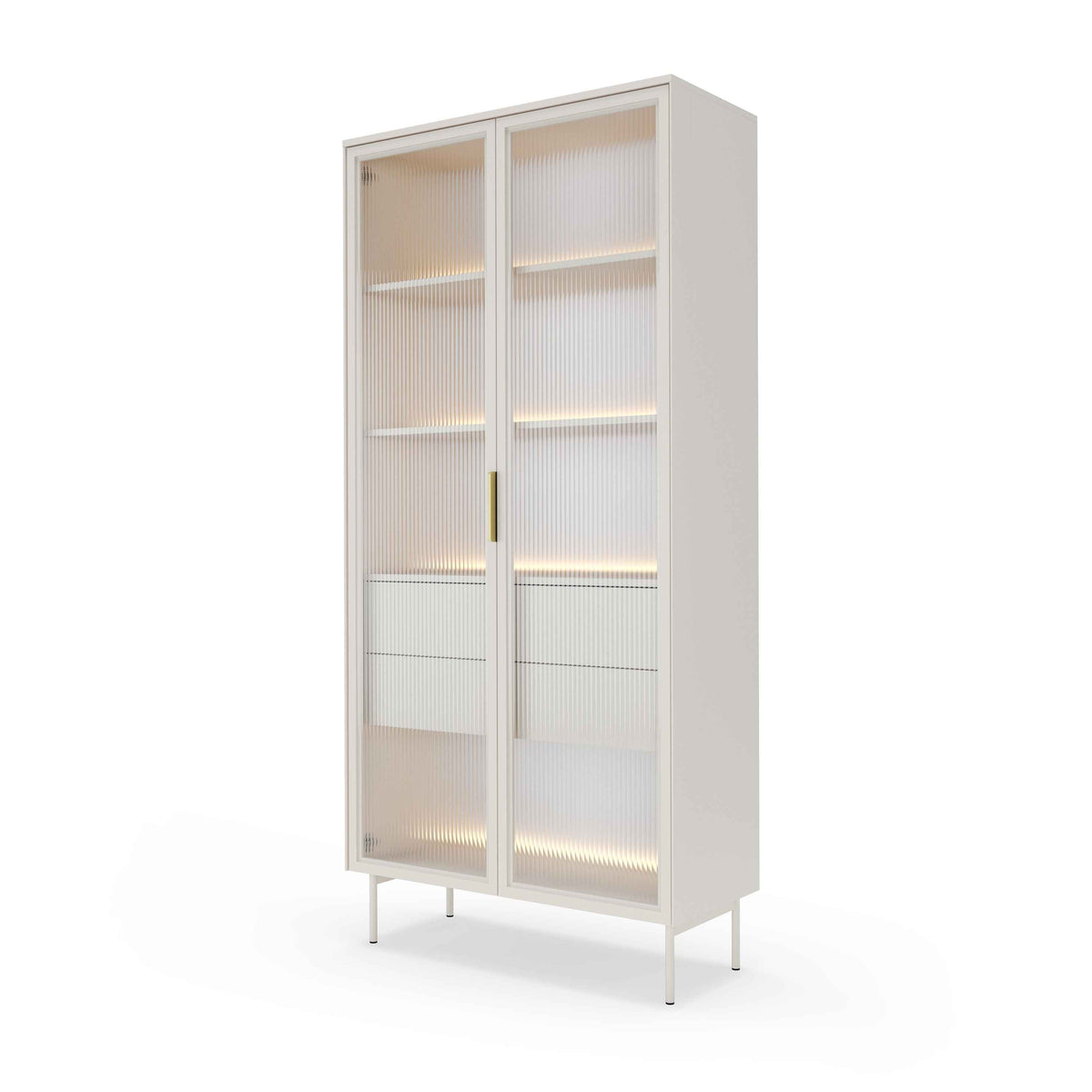 Lummer Glass Display Cabinet 91x195 cm, Modern Style – Cashmere