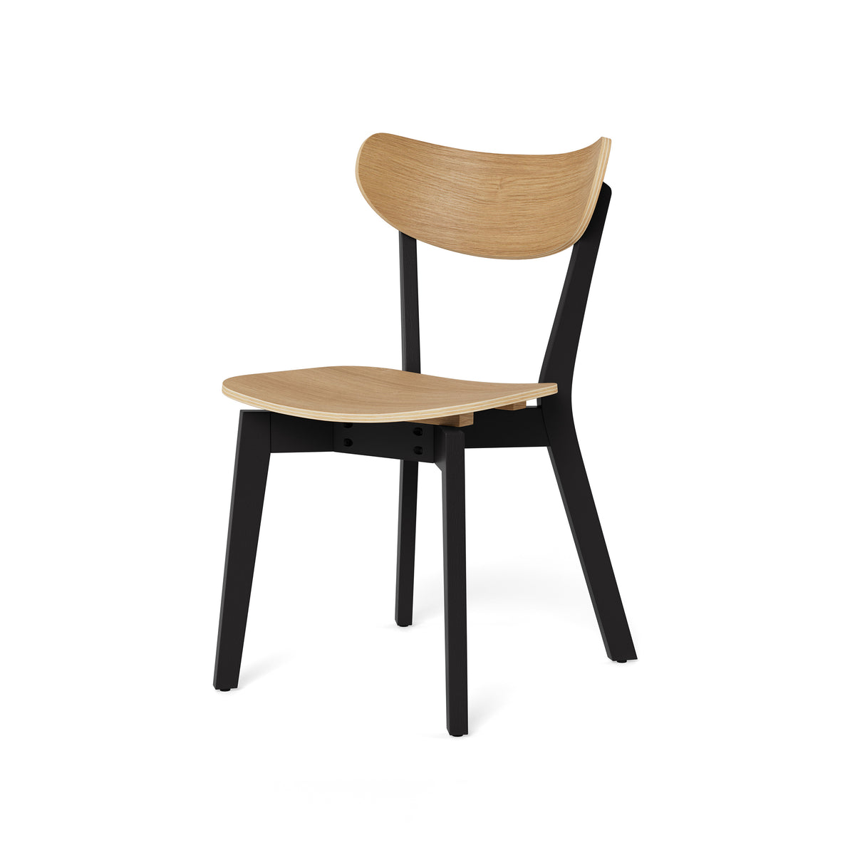 Krel Set of Two Wooden Chairs, Scandinavian Style – Natural Oak (black legs)