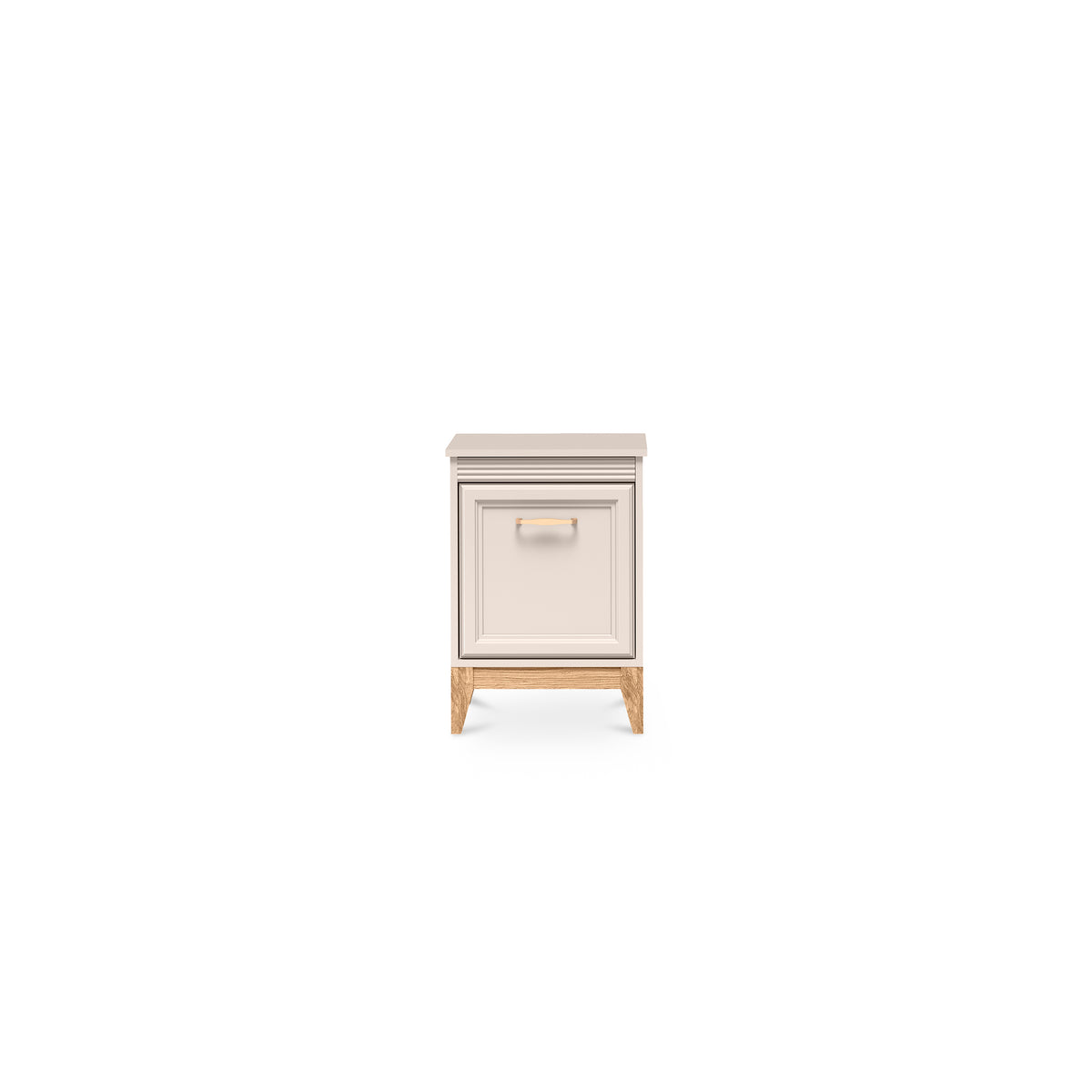 Serena Bedside Table 45x62 on Oak Legs, Modern Classic Style – front view