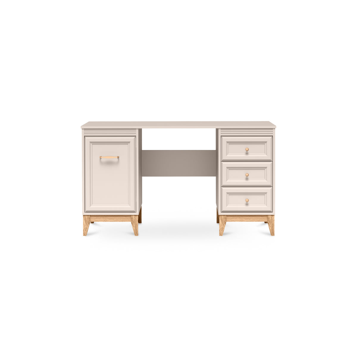Serena Desk 138x78 with 3 Drawers, Modern Classic Style – front view