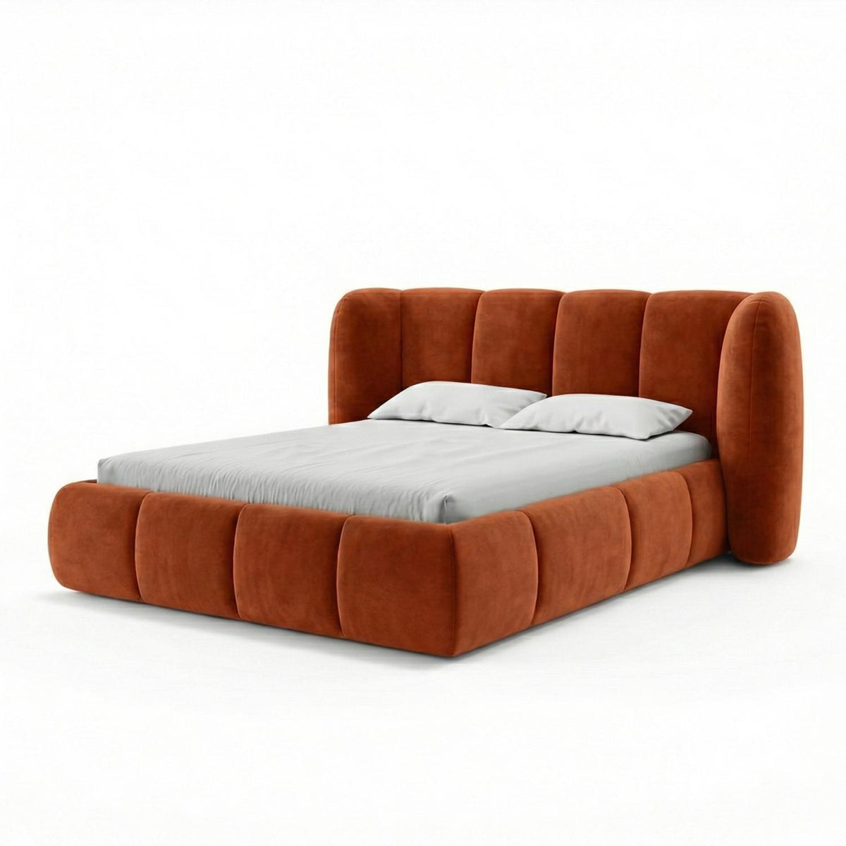 Ventara Upholstered Ottoman Bed with Vertical Tufting and Storage 140x200, 160x200 and 180x200, Soft Modern Style – angled view | Pillovely