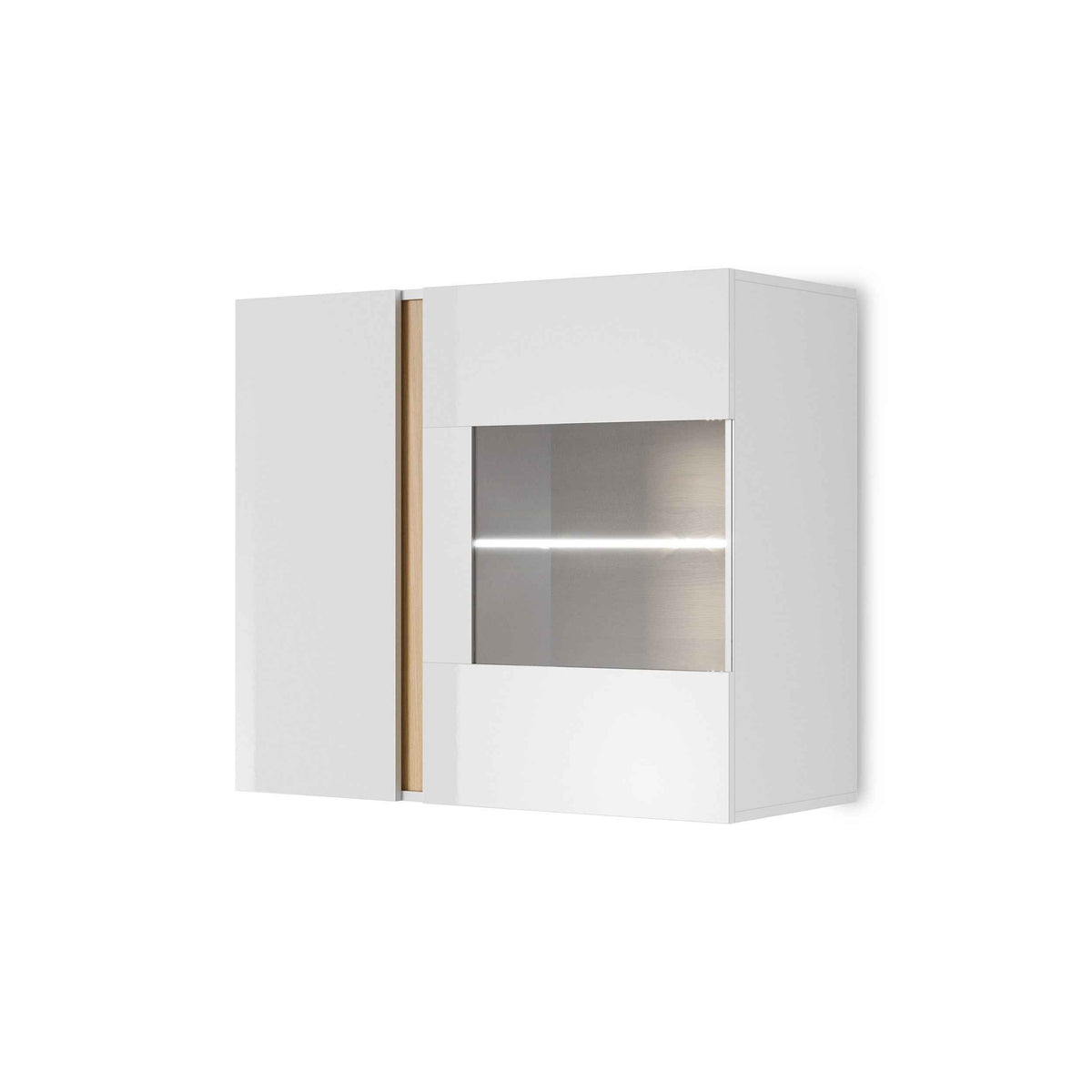 Armelia Wall-mounted Glass Display Cabinet 97x83 cm, Minimalist Style – angled view | Pillovely