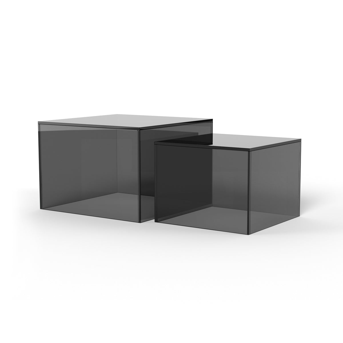 Quadrato Set of Two Coffee Tables, Modern Style – Smoked