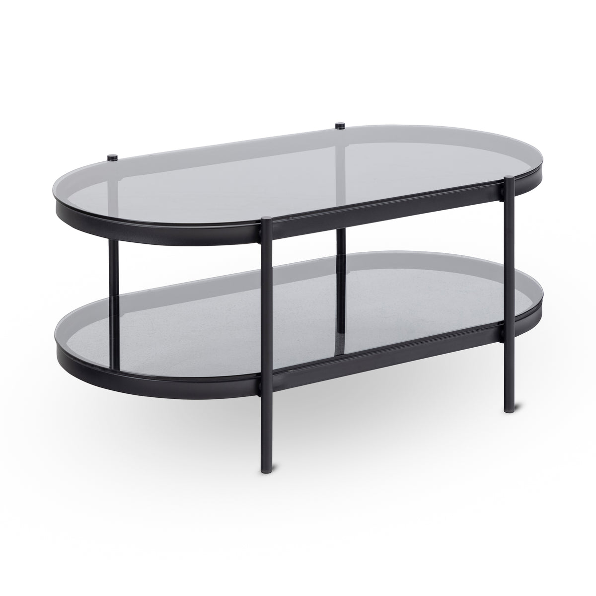 Moren Oval Coffee Table with Smoked Glass, Modern Style – angled view | Pillovely