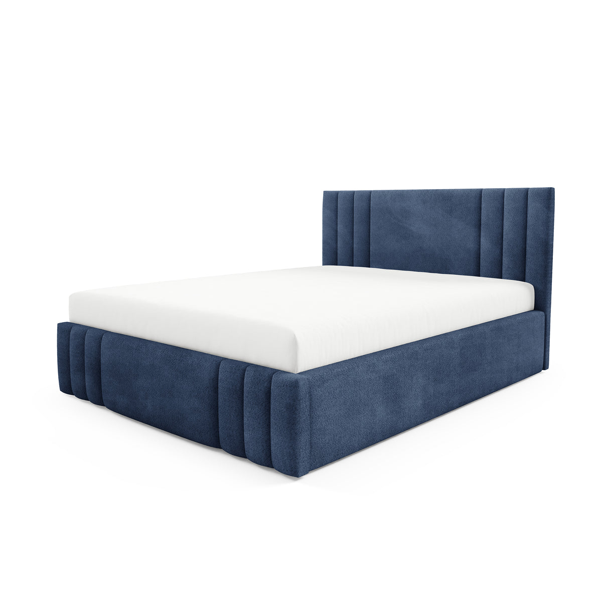 Falda Upholstered Ottoman Bed with Storage, Various Sizes in Elegant Style 140x200, 160x200 and 180x200, Coral Fabric – angled view | Pillovely
