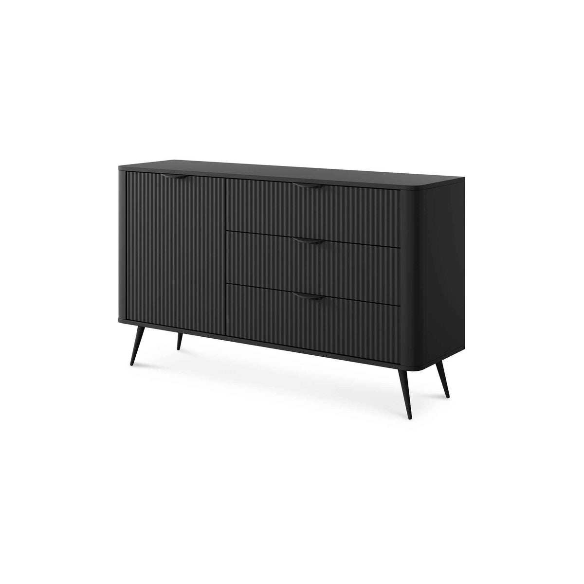 Laanti Sideboard with Drawers and Doors 138x81, Elegant Style – Black