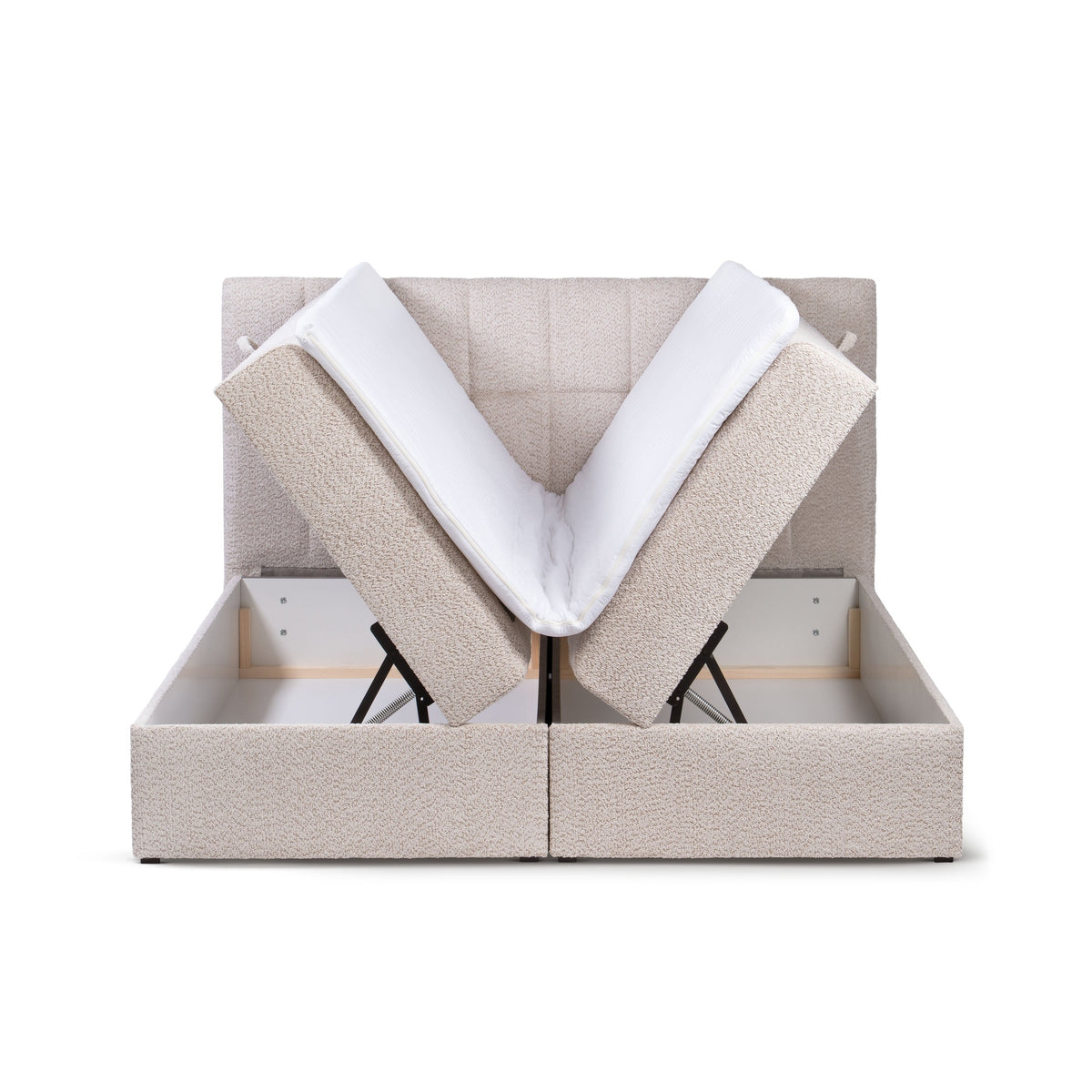 Bazy Continental Divan Bed with Storage, Glamour Style – with doors open