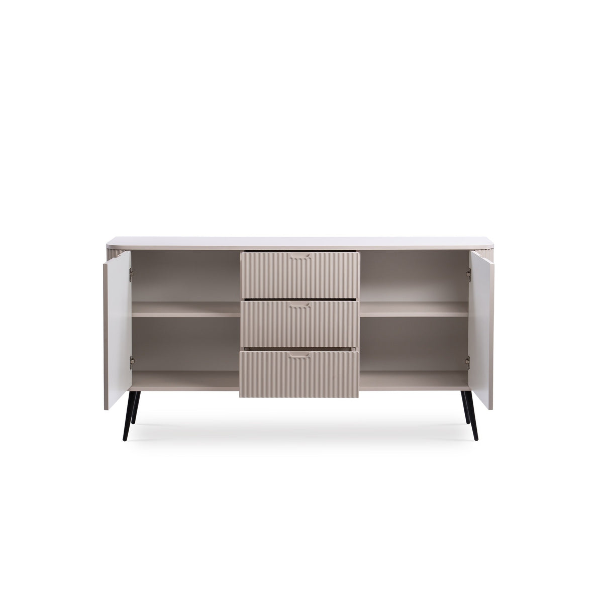 Eva Sideboard with Doors and Drawers 168x87, Modern Style – with doors open