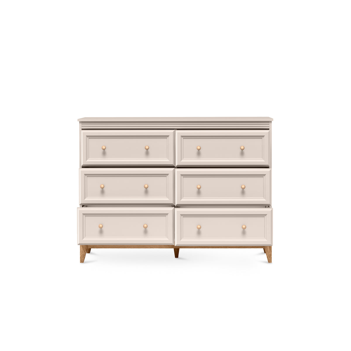 Commode Serena 136x100 avec 6 tiroirs, dans un style modern classic - avec façades ouvertes