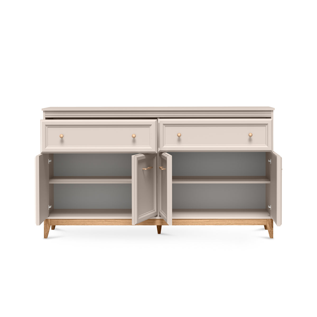 Serena Sideboard 179x100 with Fluted Fronts, Modern Classic Style – with doors open