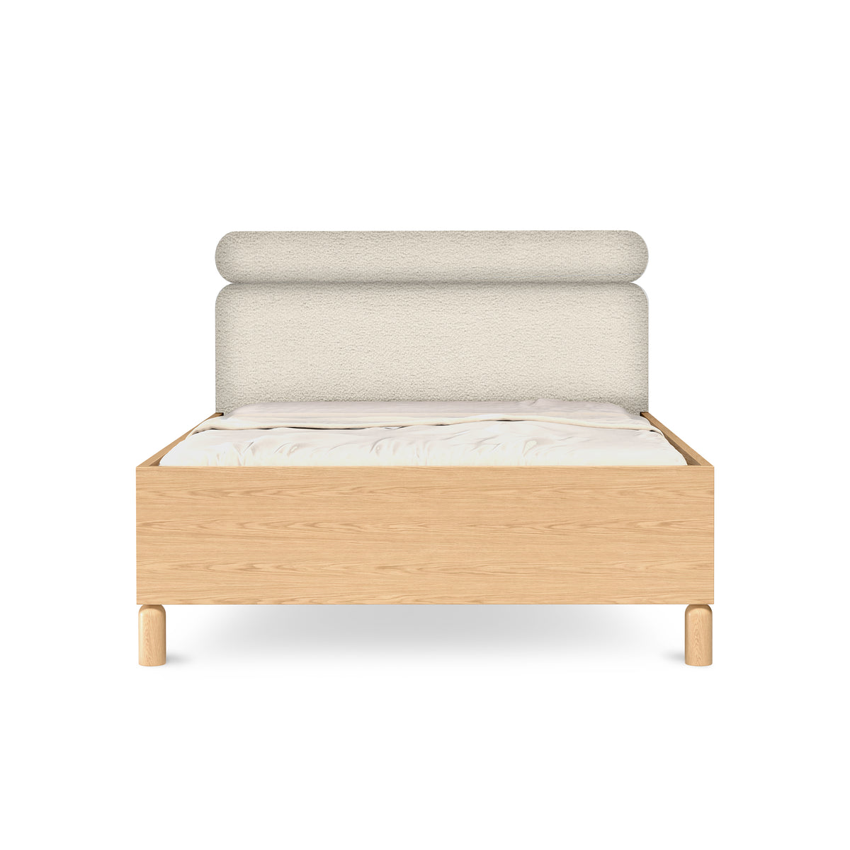 Fjord Upholstered Ottoman Bed 140/160x200 with Storage, Scandinavian Style – front view