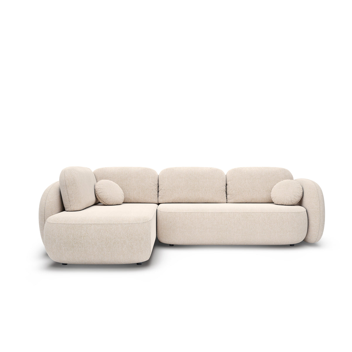 Olemo Corner Sofa Bed with Storage, Sleeping Area 123x250, Organic Modern – front view