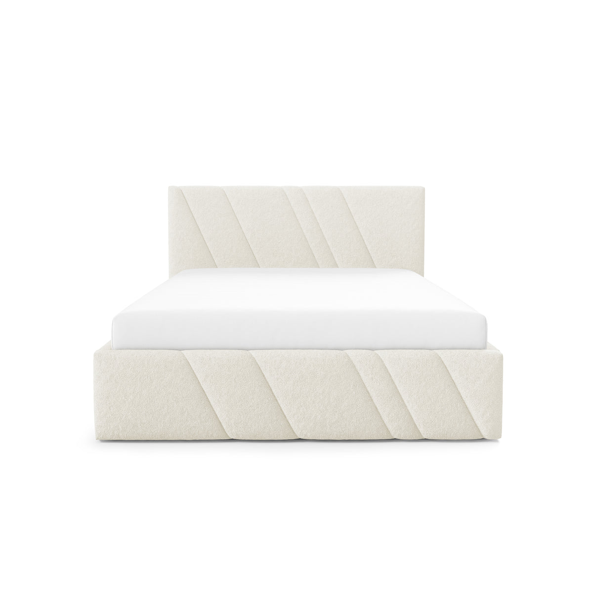 Raiz Quilted Upholstered Ottoman Bed with Storage, Various Sizes in Modern Style, Lambi Fabric – front view