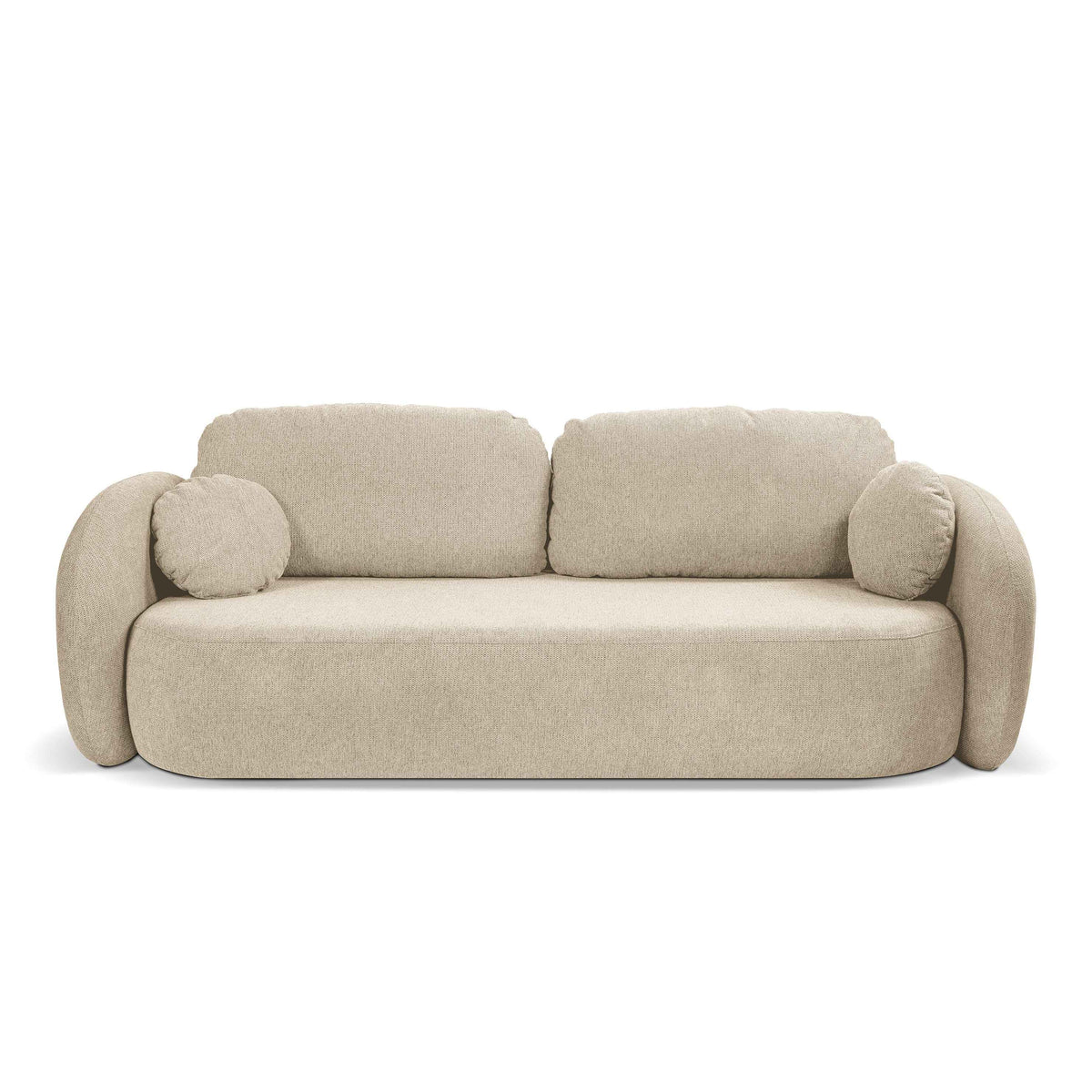 Olemo 3 Seater Sofa Bed 142x200 with Storage, Art Deco Style, Aragon Fabric – front view