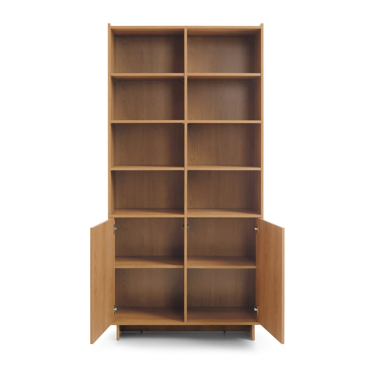 Kiyro Tall Bookcase 98x201 with Doors and Shelves, Japandi Style – front view
