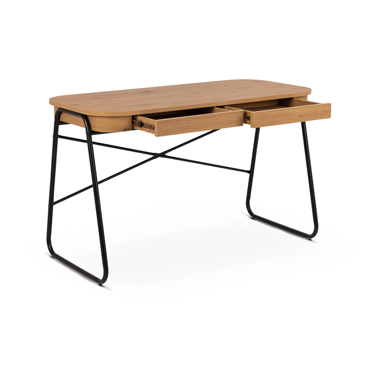 Astel Desk 120x60 with 2 Drawers, Modern Style – with doors open