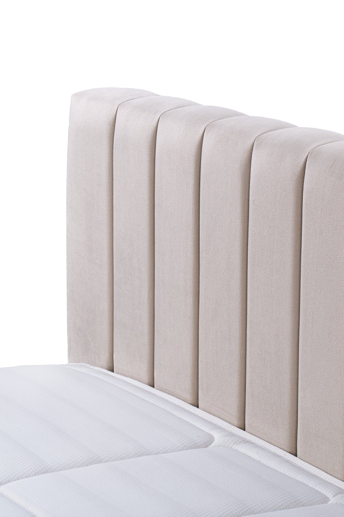 Drevy Upholstered Ottoman Bed with Storage, Modern Style – Fresh Velvet, Vertical Stitching – back view