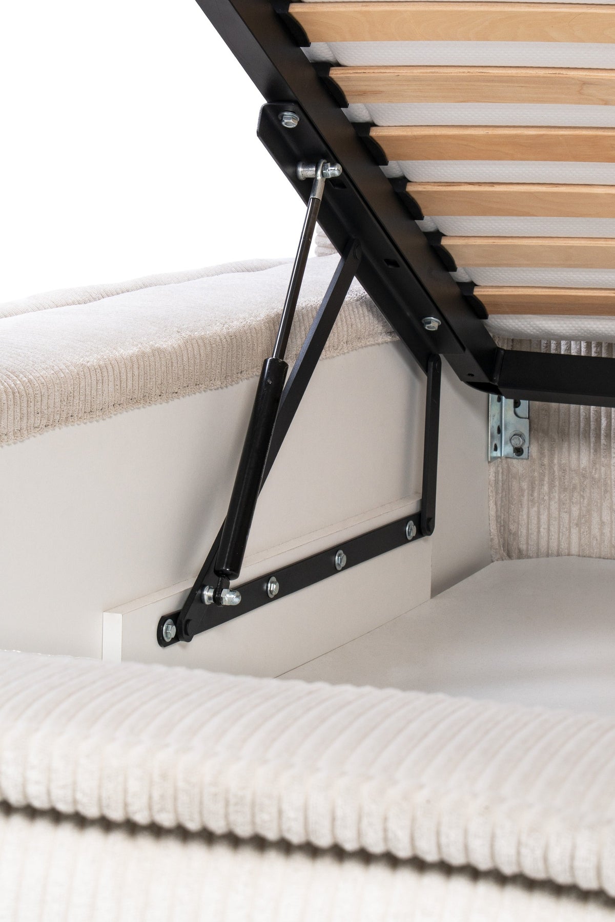 Gryby Upholstered Ottoman Bed with Storage, Classic Style – close-up of details and texture