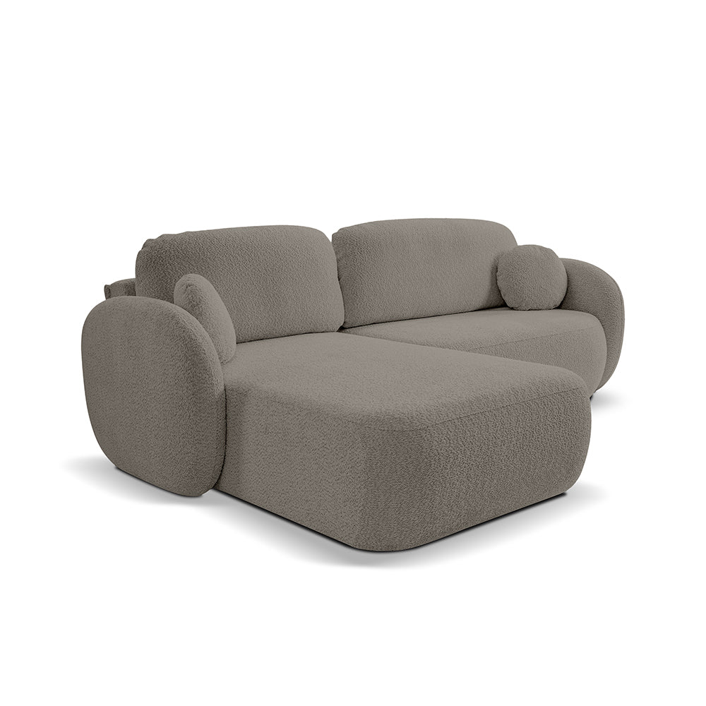 Olemo 4 Seater Corner Sofa Bed, Minimalist Style, Abriamo Fabric – Left-sided, Dark Chocolate (ABRIAMO 01)