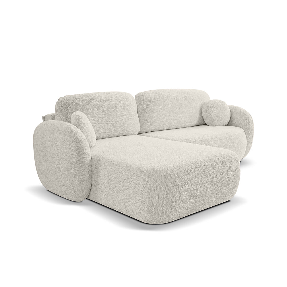 Olemo 4 Seater Corner Sofa Bed, Minimalist Style, Abriamo Fabric – Left-sided, Sandy Dune (ABRIAMO 03)