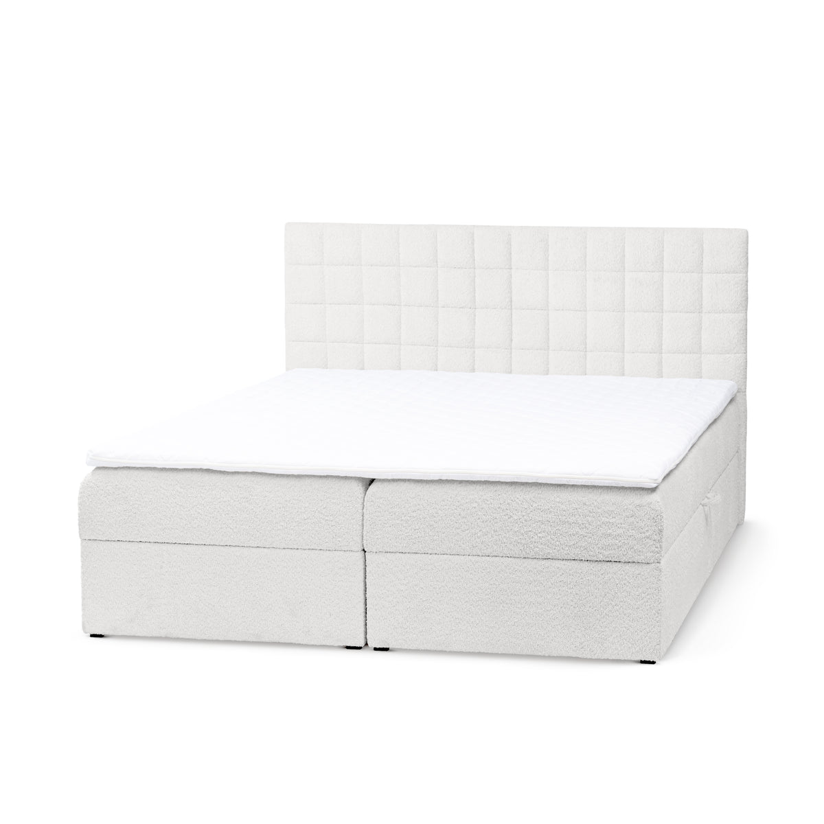 Laky Continental Divan Bed with Topper and Storage, Modern Style – Morning White (ABRIAMO 04), 200