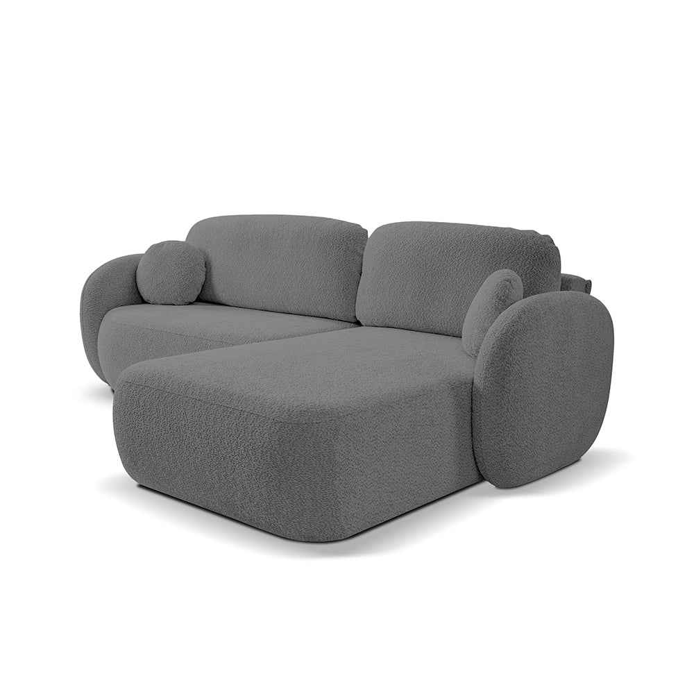 Olemo 4 Seater Corner Sofa Bed, Minimalist Style, Abriamo Fabric – Right-sided, Noble Coal (ABRIAMO 08)