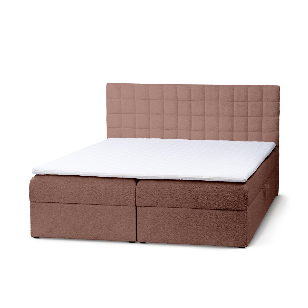 Laky Continental Divan Bed with Topper and Storage, Modern Style – Burnt Plum (ABRIAMO 12), 200
