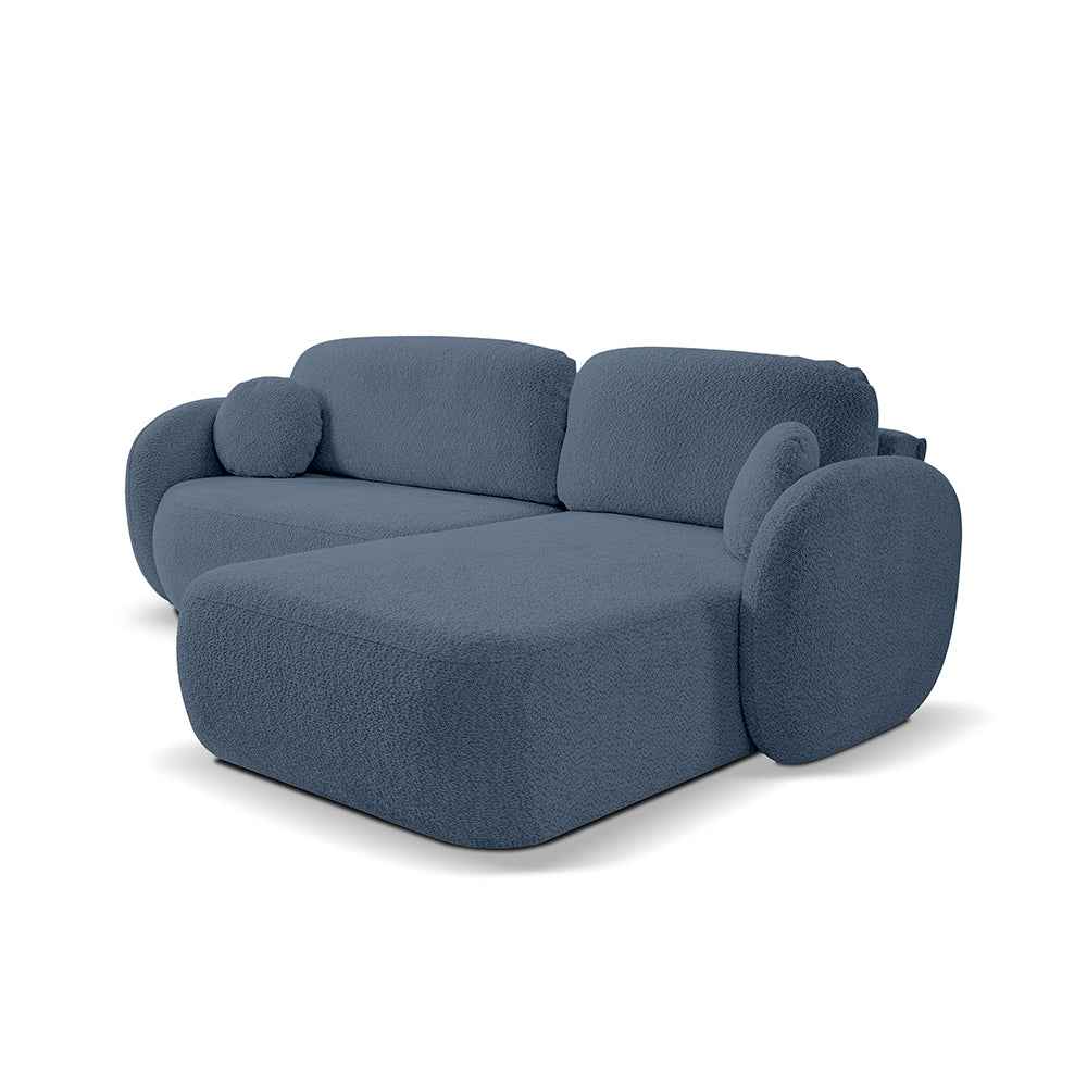 Olemo 4 Seater Corner Sofa Bed, Minimalist Style, Abriamo Fabric – Right-sided, Cobalt Shadow (ABRIAMO 14)