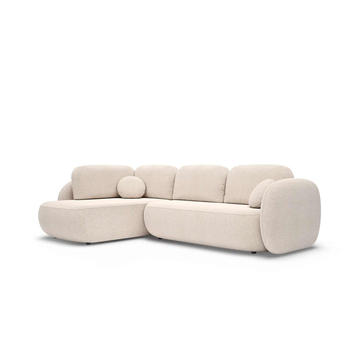 Olemo Corner Sofa Bed with Storage, Sleeping Area 123x250, Organic Modern – Left-hand facing, Cream Taupe (ARAGON 03)