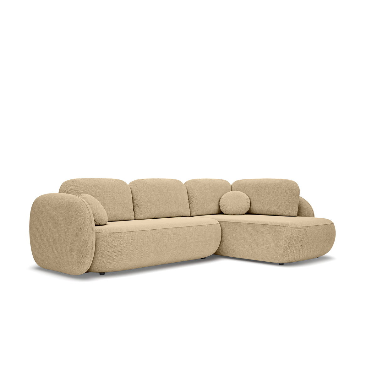 Olemo Corner Sofa Bed with Storage, Sleeping Area 123x250, Organic Modern – Right-hand facing, Walnut Beige (ARAGON 14)