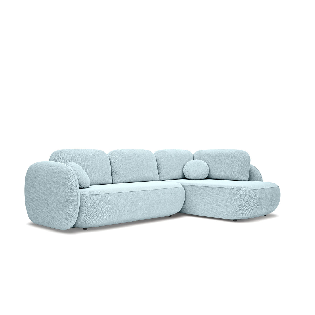 Olemo Corner Sofa Bed with Storage, Sleeping Area 123x250, Organic Modern – Right-hand facing, Icy Azure (ARAGON 70)