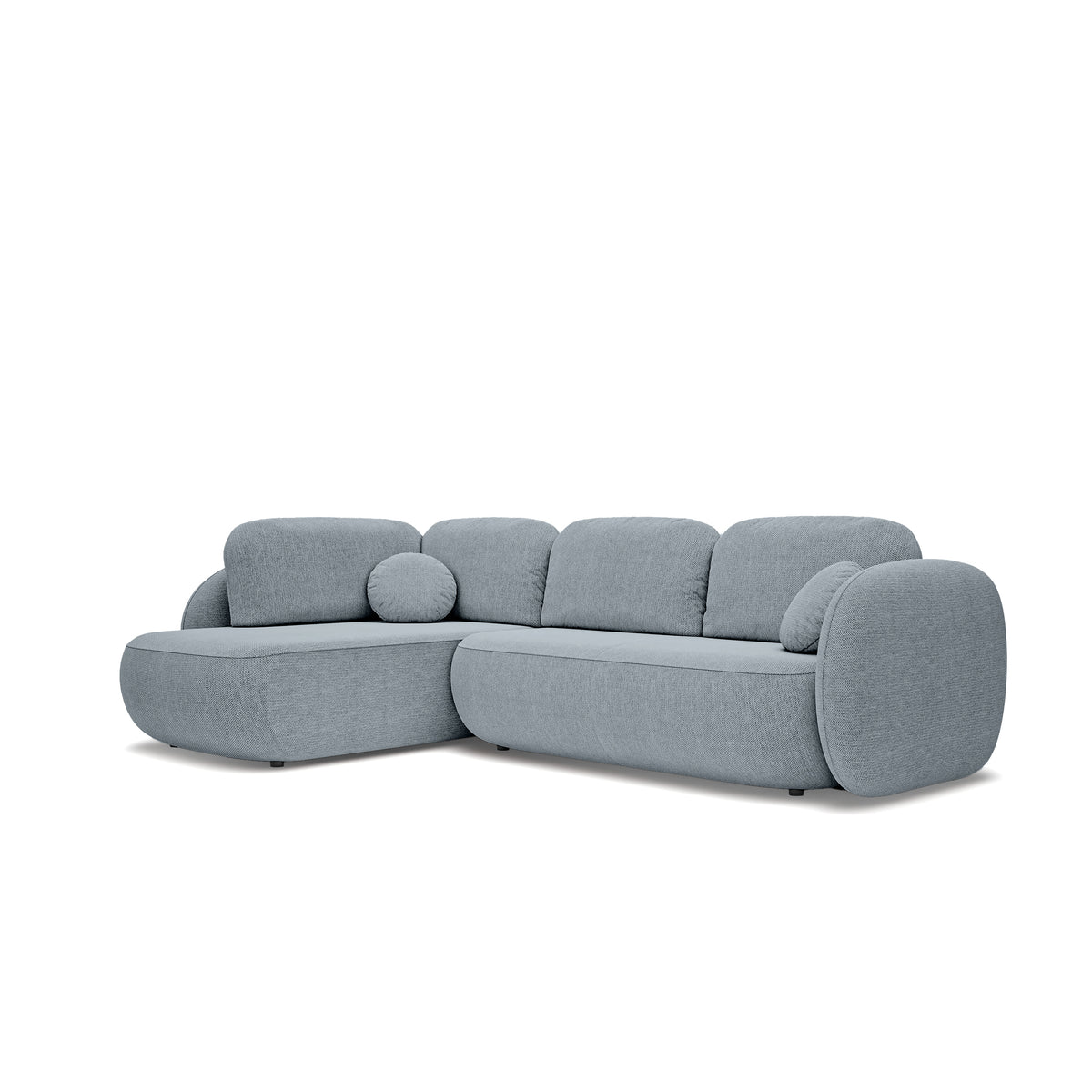 Olemo Corner Sofa Bed with Storage, Sleeping Area 123x250, Organic Modern – Left-hand facing, Gray-Blue Mist (ARAGON 90)