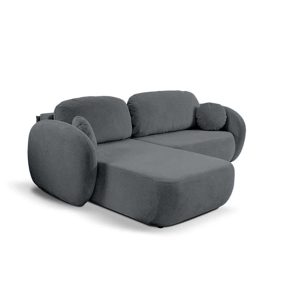 Olemo Corner Sofa Bed DL 248 cm, Modern Style, Aragon Fabric – Left-sided, Dark Ash (ARAGON 93)