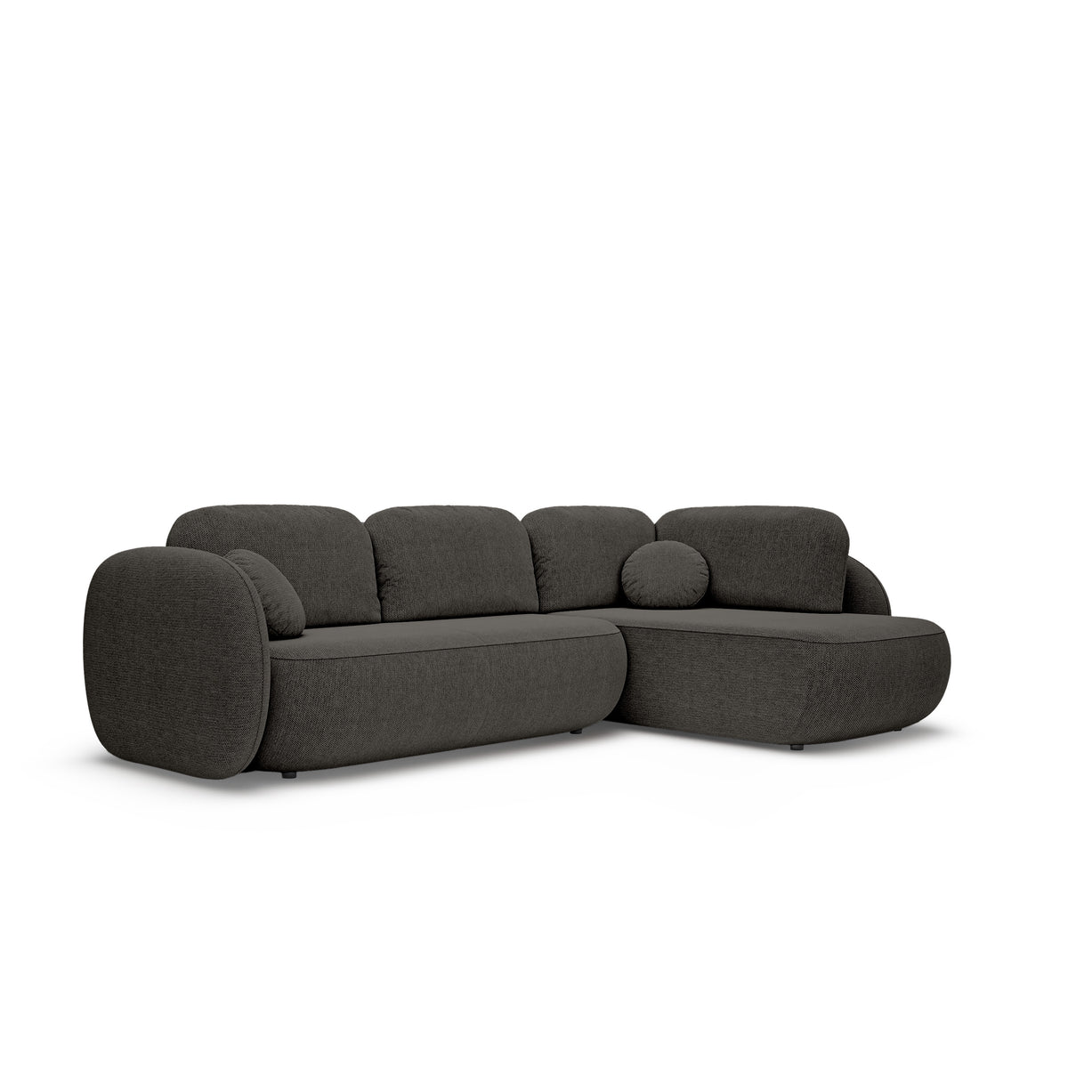 Olemo Corner Sofa Bed with Storage, Sleeping Area 123x250, Organic Modern – Right-hand facing, Basalt Brown (ARAGON 97)