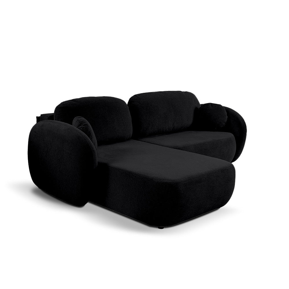 Olemo Corner Sofa Bed DL 248 cm, Modern Style, Aragon Fabric – Left-sided, Raven Depth (ARAGON 99)