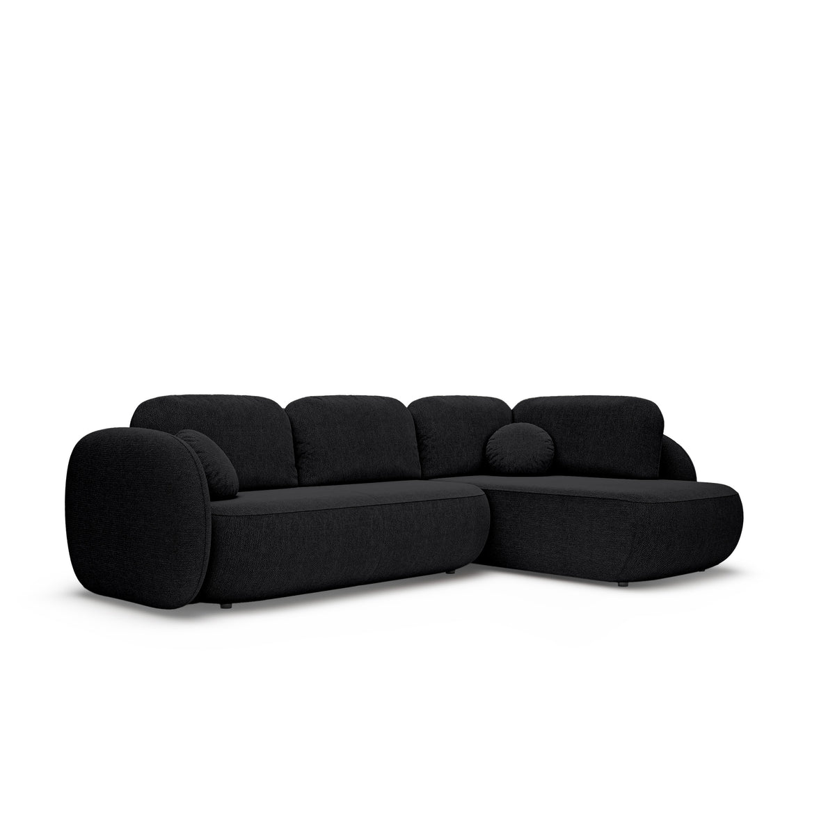 Olemo Corner Sofa Bed with Storage, Sleeping Area 123x250, Organic Modern – Right-hand facing, Raven Depth (ARAGON 99)