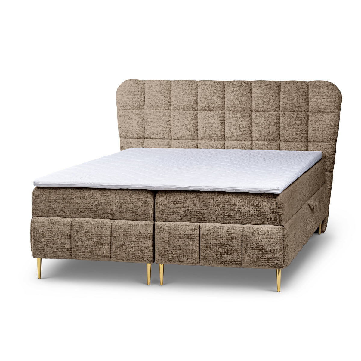 Domy Continental Divan Bed with Topper and Two Storage Compartments, Classic Style – Nutty Melange (BELLO 10), 200