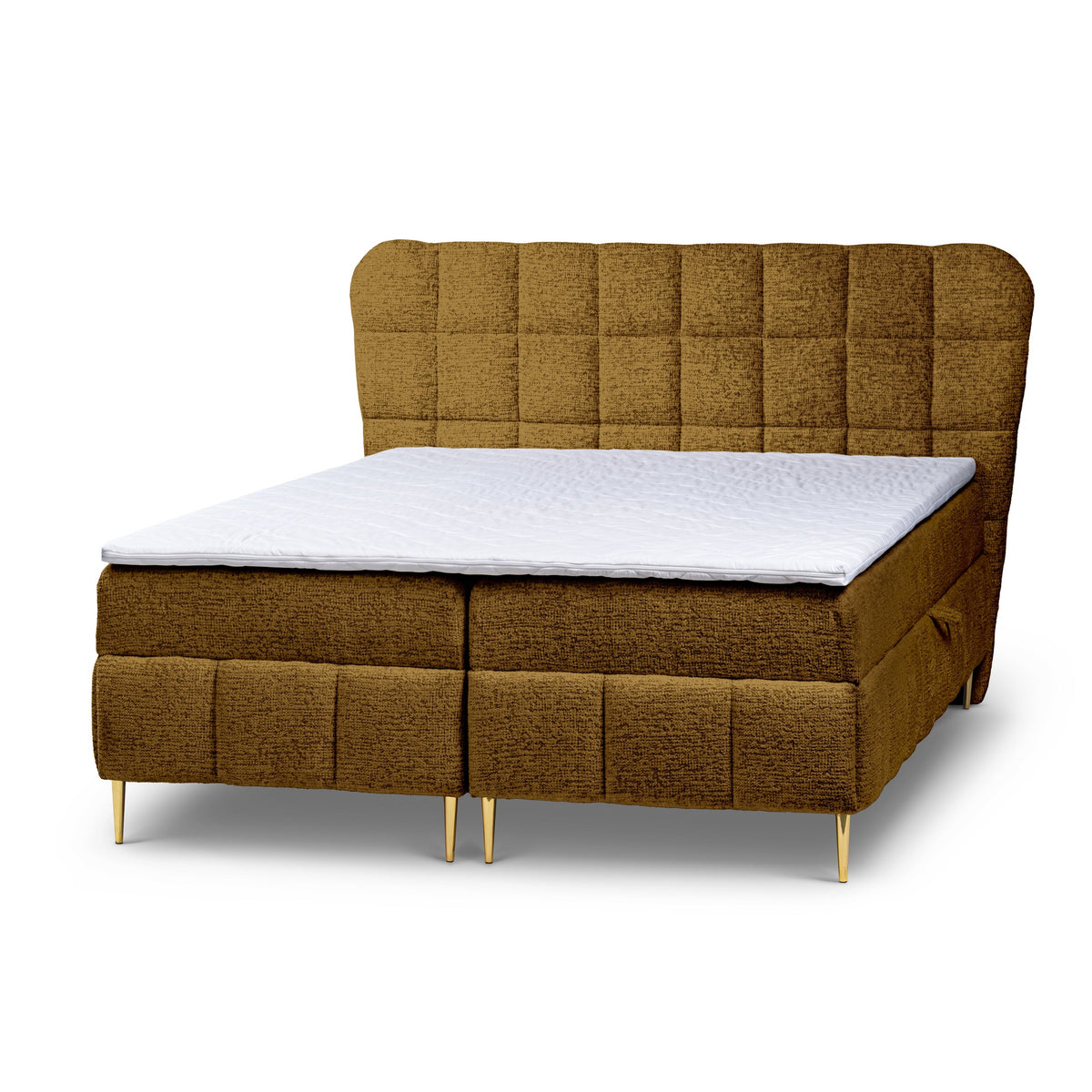 Domy Continental Divan Bed with Topper and Two Storage Compartments, Classic Style – Turmeric (BELLO 45), 200