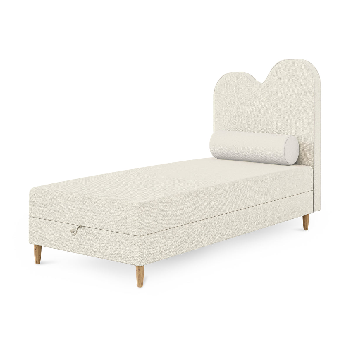 Mellia Kids Continental Divan Bed with a Wavy Headboard and Storage, Soft Modern Style – photo 5