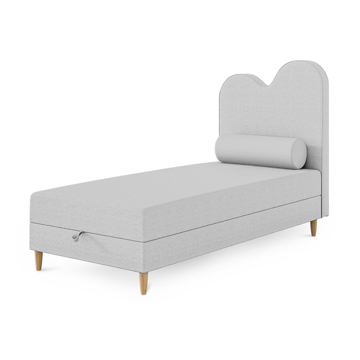 Mellia Kids Continental Divan Bed with a Wavy Headboard and Storage, Soft Modern Style – photo 6