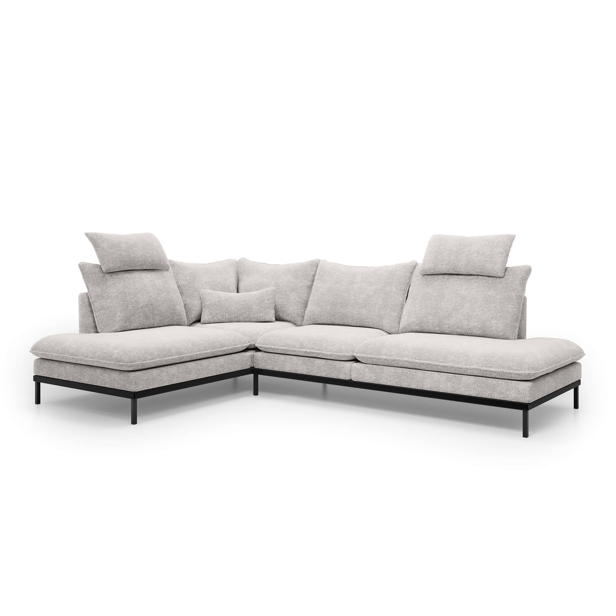 Leafy 4 Seater Premium Corner Sofa 293×198 cm, Elegant Style – Left-Sided, Linen Ash (CREMONA 02)