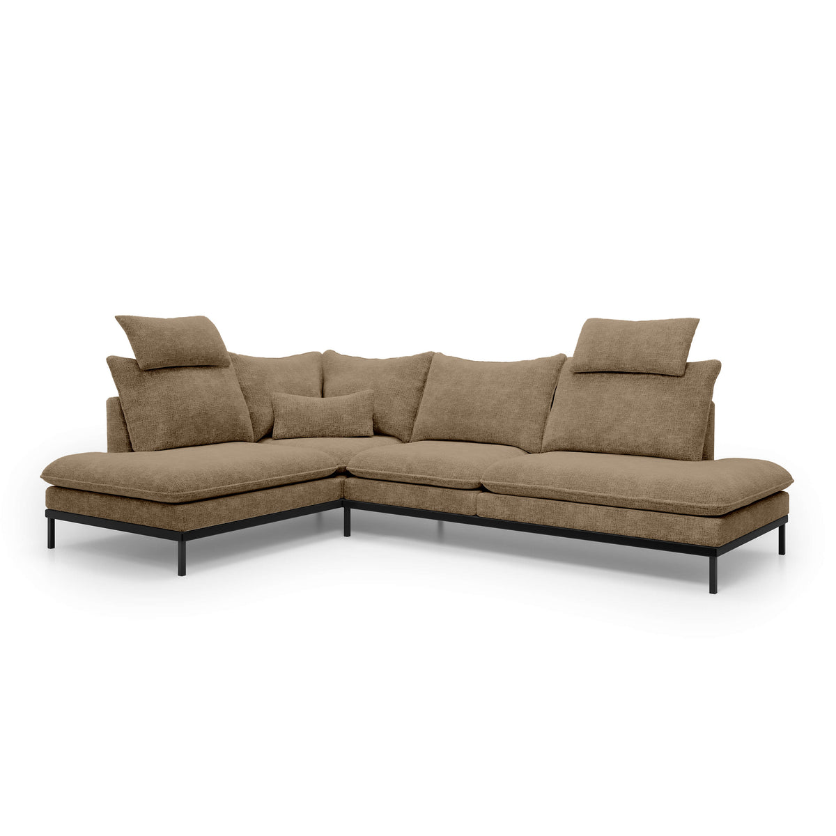 Leafy 4 Seater Premium Corner Sofa 293×198 cm, Elegant Style – Left-Sided, Walnut Matte (CREMONA 18)