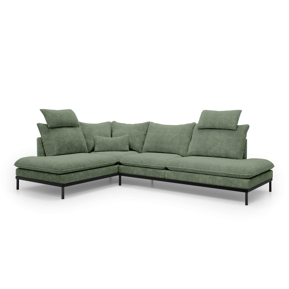 Leafy 4 Seater Premium Corner Sofa 293×198 cm, Elegant Style – Left-Sided, Herbal Gray (CREMONA 34)